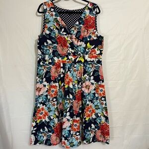 Land’s End-Floral Sleeveless Dress - Navy and Multicolor SZ XL